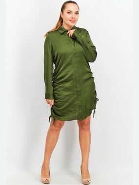 NWT BB Dakota Steve Madden Shirt Dress Size Large Olive Green Street Chic P5